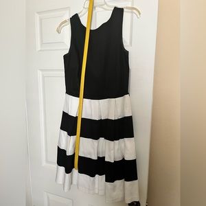 Black & White Striped Dress with Yellow Belt